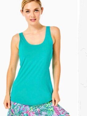 Lilly Pulitzer Teal Luxletic Sunray Bra Tank Top | Size Large